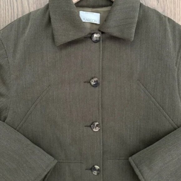 Margon Vintage 80s Insulated Wool Chore Coat Jacket in Brown Olive 42 / Medium - Picture 4 of 6
